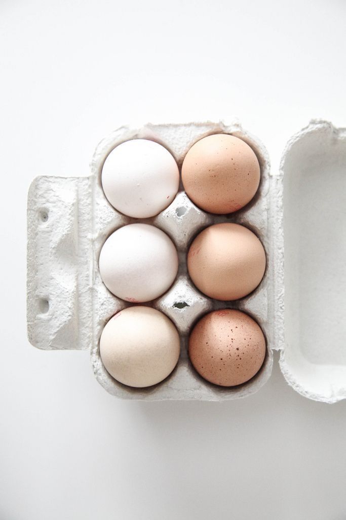 an egg carton filled with different colored eggs