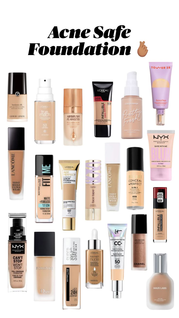 Acne safe foundation ✨ Makeup acne safe | #acnesafe | makeup | aesthetic | recommend | beauty tips | maybelline | #tarte | it cosmetics | chanel | #diorbeauty  #beautyproducts #makeupproducts Acne Safe Foundation, Acne Safe Makeup, Makeup Routine Guide, Makeup Acne, Safe Makeup, Acne Makeup, Makeup For Black Skin, Skin Care And Makeup, Beauty Makeup Tutorial