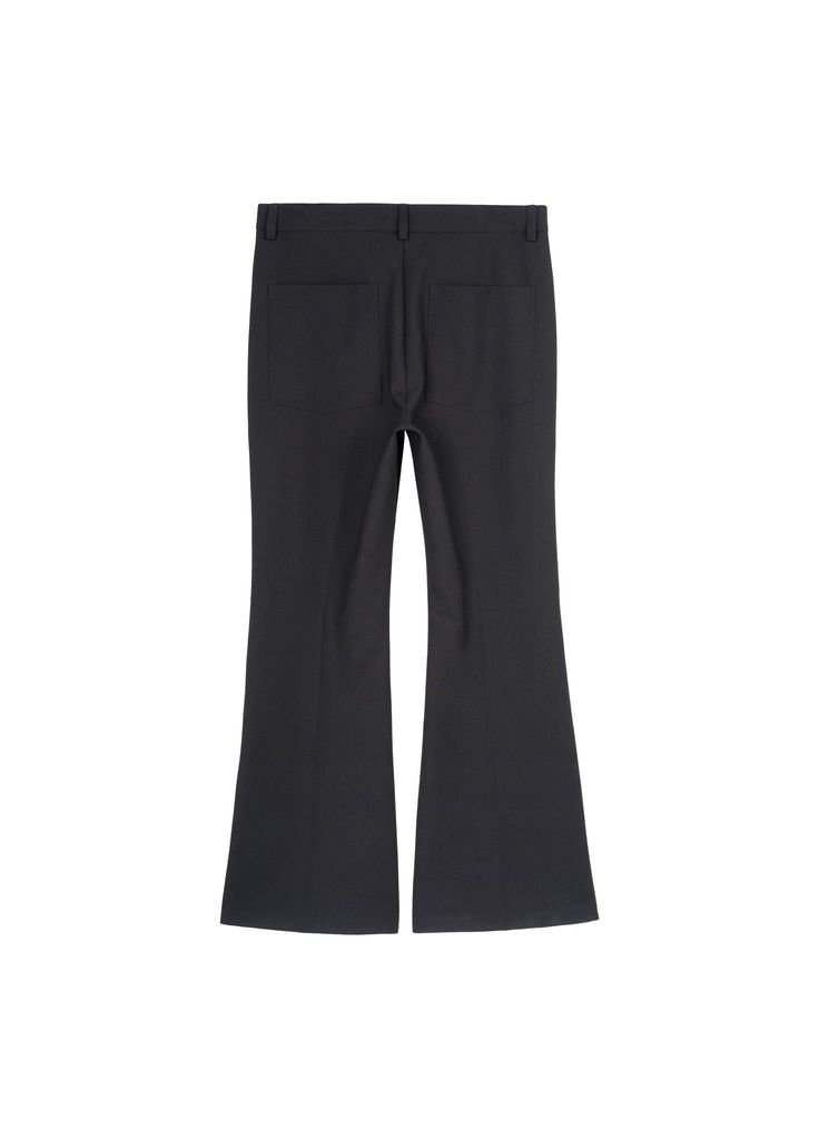 Flared Darted Trousers: Discover our stylish and comfortable wide-fit trousers with darted side stitch and flared bottom hem. Made from a blend of polyester, rayon, and spandex, these trousers offer a suit fabric feel and are perfect for any occasion. Features include two front and back pockets, and they are a versatile UNISEX piece. Available in sizes from Extra Small to Extra Large. Size Chart: Size (CM) Length Waist Butt Extra Small 102 70 89 Small 105 76 95 Medium 107 80 99 Large 109 84 103