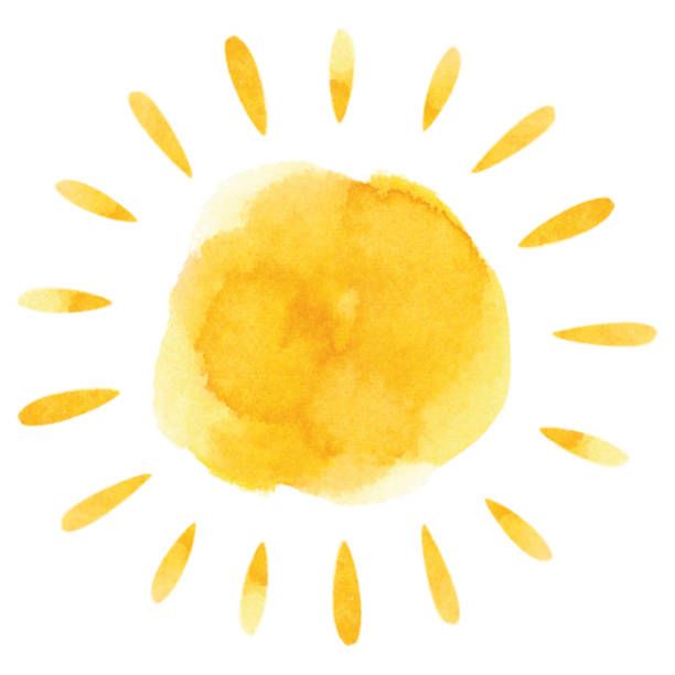 the sun painted in watercolor on white paper