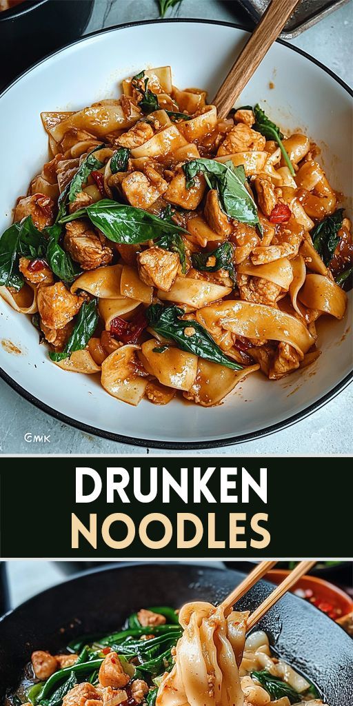 🔥 Craving a quick, flavorful, and spicy Thai dish? Try this authentic Drunken Noodles recipe! These stir-fried noodles are packed with fresh vegetables, tender protein (think chicken, shrimp, or tofu!), and a bold, spicy sauce that’s bursting with Thai basil goodness! 🌿🥢⏰ 👉 Ready to cook up some flavor? Save this recipe and tag a friend who’d love this dish! #ThaiFood #QuickDinner #DrunkenNoodles #SpicyNoodles #WeeknightMeals 🍜💥 Thai Drunken Noodles Recipe, Drunken Noodles Recipe, Pad Kee Mao, Thai Drunken Noodles, Recipes By Ingredients, Asian Dinners, Asian Noodle Recipes, Drunken Noodles, Chicken Shrimp