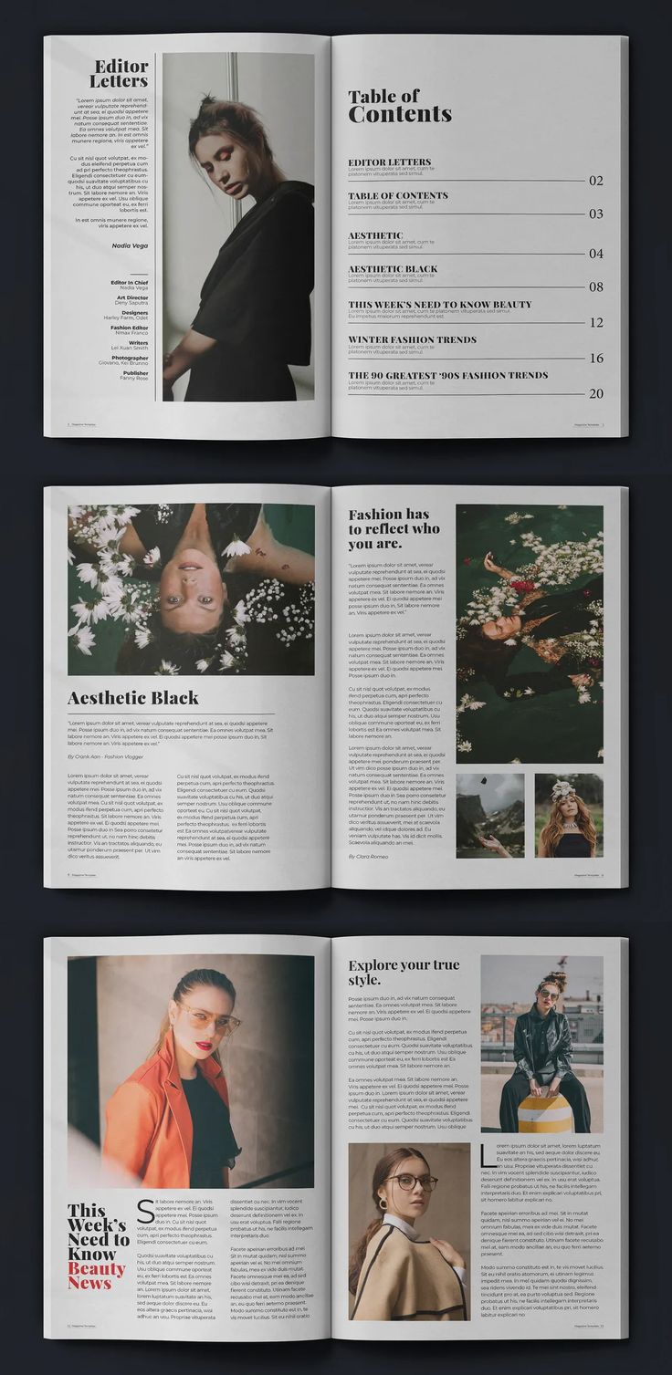 an open magazine with photos and text on it