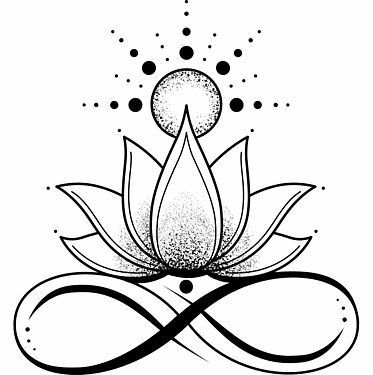 a black and white drawing of a lotus flower