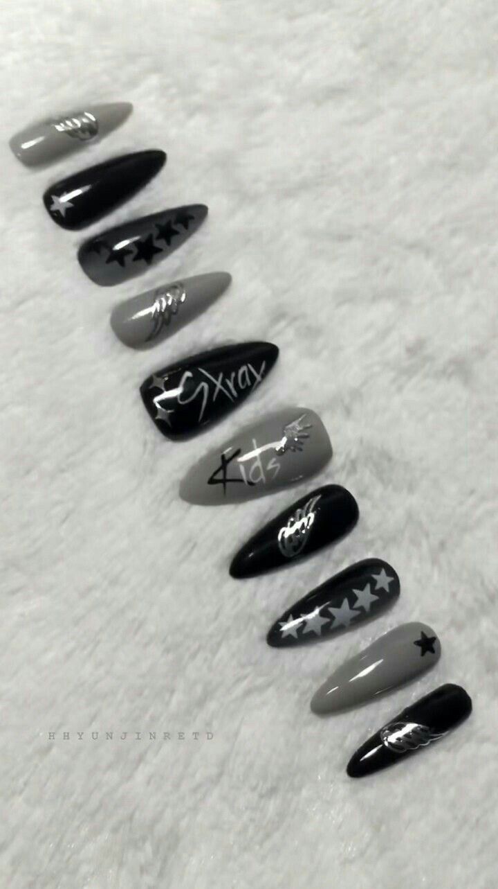 Straykids Nail Ideas, Skz Nail Art Ideas, Kpop Inspired Nails Skz, Straykids Inspired Nails, Stray Kids Nails Ideas, Stray Kids Nails Inspired, Skz Nails Design, Straykids Nails Designs, Ateez Nails Designs