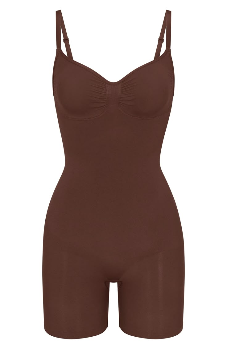 Skims Shapewear Bodysuit, Skims Shapewear Outfit, One Piece Body Suit Outfit, Shapewear Outfit, Body Suit Shapewear, Size 12 Body, Seamless Dress, Bodysuit Shapewear, Brown Bodysuit