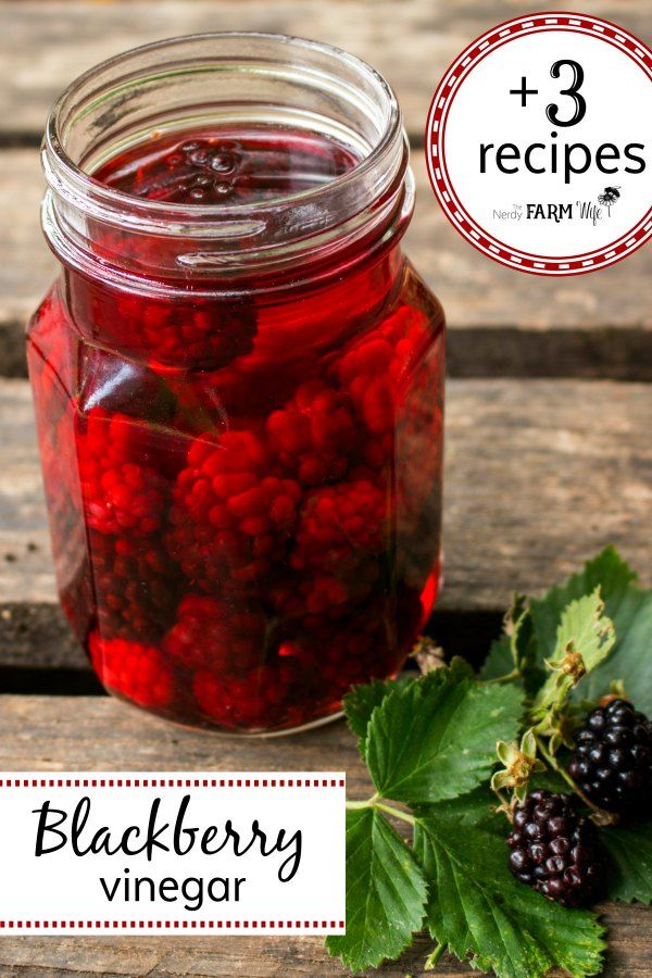 raspberry vinegar recipe in a mason jar with berries and leaves on the side