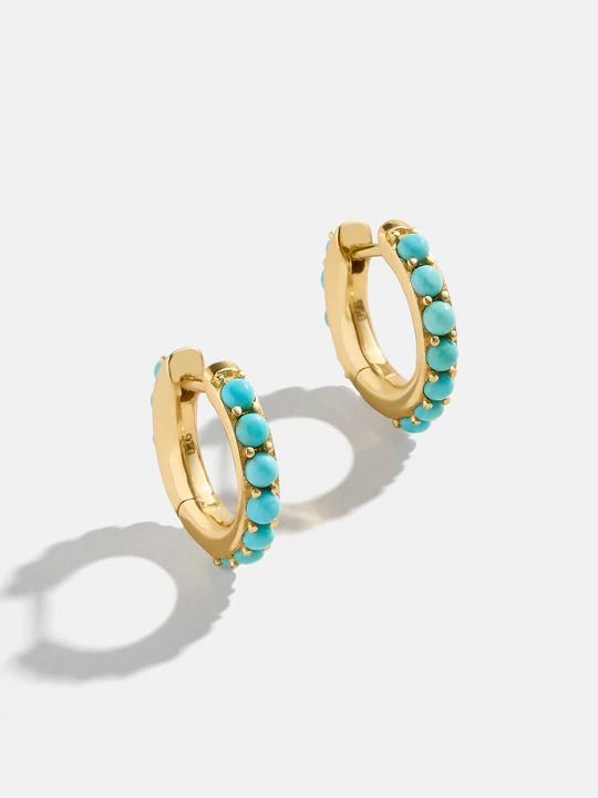 Shop the 
          Ends Tonight: Enjoy 20% Off 
        
18K Gold Semi-Precious Huggie Earrings - Turquoise at the official Baublebar site. 20% Off Ends Tonight: It’s Prime Time. Discount auto applied in cart.. Blue And Gold Earring Stack, Turquoise And Gold Earrings, Opal Earring Stack, Turquoise And Gold Jewelry, Gold Turquoise Jewelry, Gold And Turquoise Jewelry, Building Outfits, Turquoise Jewelry Gold, Earring Inspired