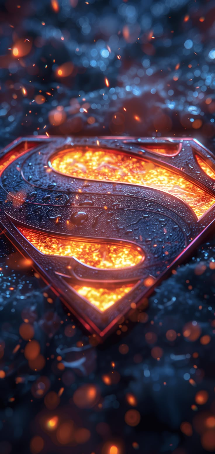 a superman logo is shown in the middle of some fire and water with bubbles around it