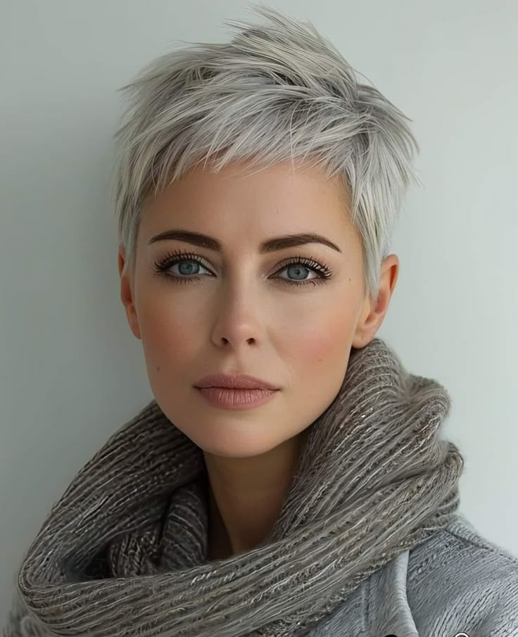 Haircut Gray Hair, Κούρεμα Bob, Shaggy Pixie, Short White Hair, Short Silver Hair, Very Short Haircuts, Short Hair Pixie Cuts, Super Short Hair, Short Grey Hair