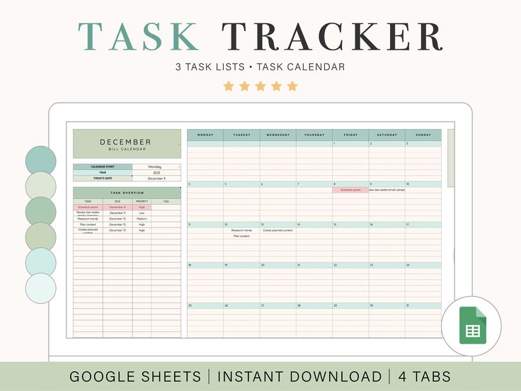 the printable task tracker for google sheets is displayed in front of a white background