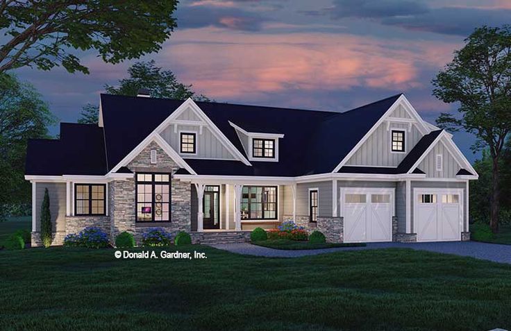 this is an artist's rendering of the country house plan for two story homes