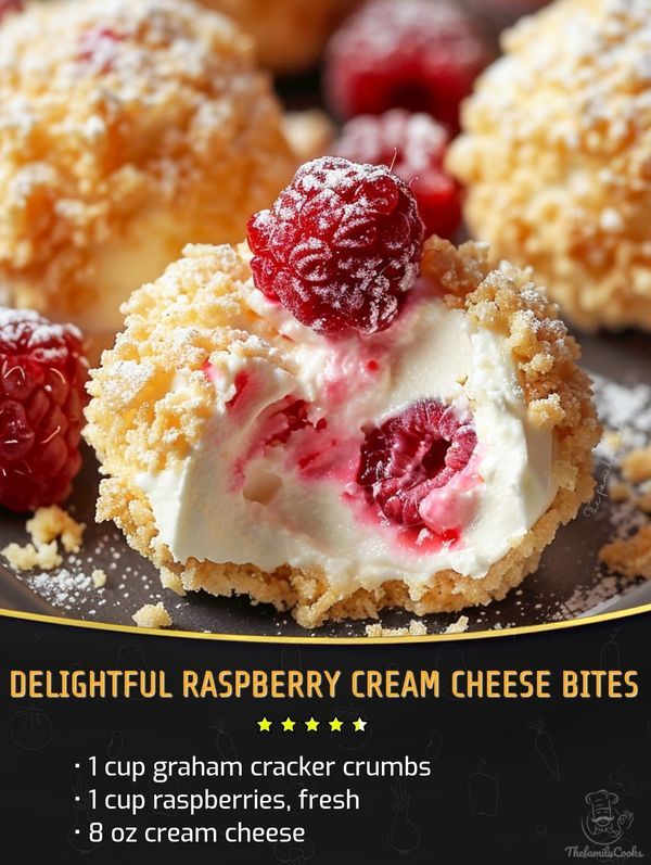 raspberry cream cheese bites on a plate