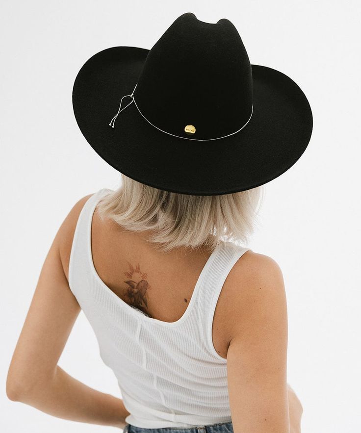 Remember when Kim K broke the internet with her black western hat? Same vibes. This classic Western hat shape features a Gus crown with a curved roll brim. Try it on + you’ll fall in love with the Rendon's unique + flattering style. A distinct addition to any hat collection, this style is sure to turn heads! Make it a look + shop western inspired hat bands HERE! Adjustable Western Felt Hat For Everyday, Curved Brim Felt Hat For Rodeo, Western Style Everyday Felt Hat With Curved Brim, Rodeo Felt Hat With Curved Brim, Black Felt Hat For Spring Rodeo, Western Style Fitted Fedora For Everyday, Western Style Everyday Fedora, Everyday Western Style Fitted Fedora, Black Curved Brim Hat Bands For Rodeo