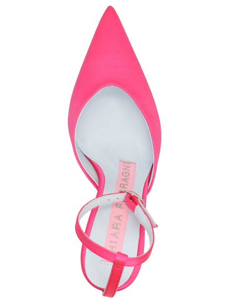 'CF' pumps in satin fabric with pointed toe and ankle strap. p. Composition: Pink Pointed Toe Slingback Pumps With Heel Strap, Pink Pointed Toe Platform Sandals, Pink Slingback Heels With 4-inch Heel, Pink Slingback Pumps With 4-inch Heel, Pink Pointed Toe Slingback Pumps With 4-inch Heel, Barbour Steve Mcqueen, Loafer Sneakers, Sneaker Wedge, Beauty Accessories