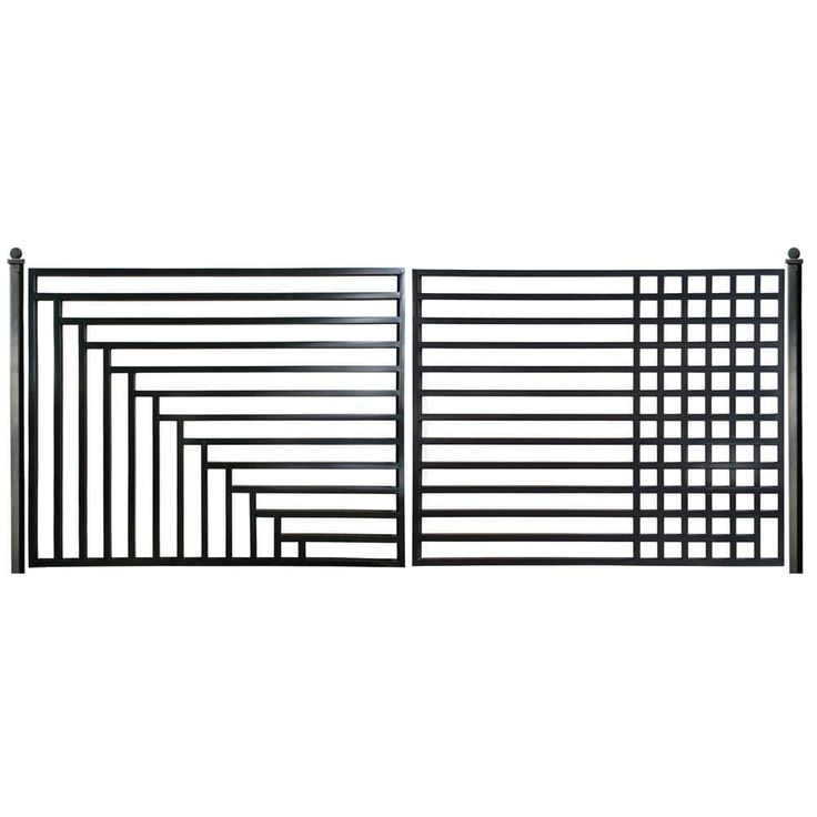 a black metal fence with bars on each side