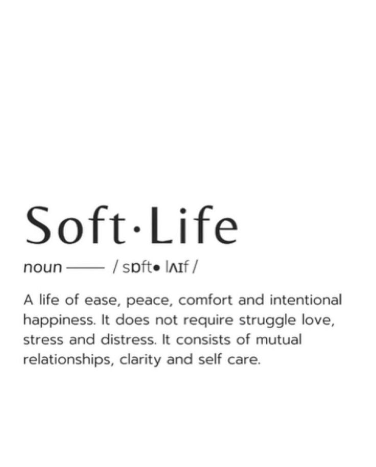 the words soft life are written in black and white