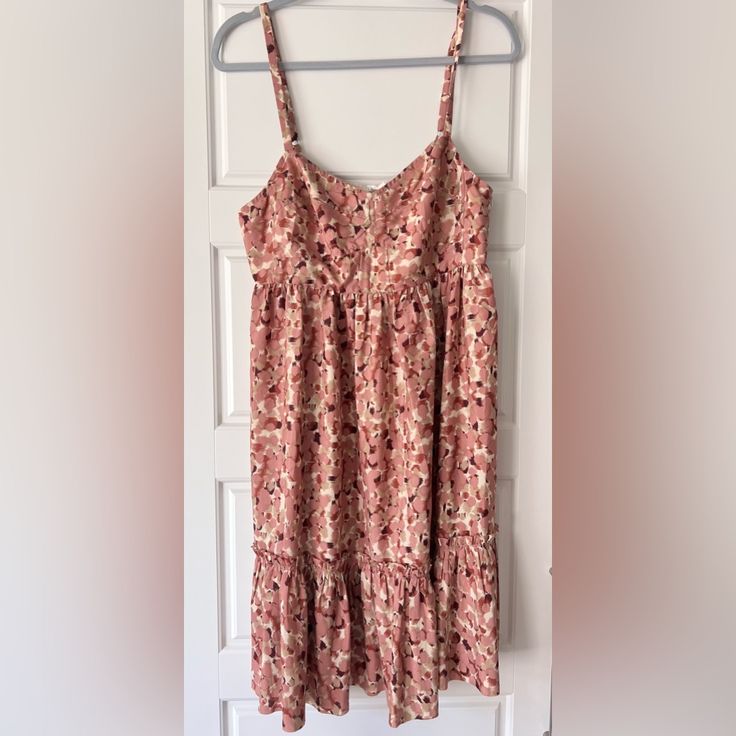 New Fossil Sleeveless Spaghetti Strap Dress With Tiered Ruffles On The Bottom Size Medium, New With Tag Side Zipper And Extremely Pretty Colors, Very Flowy On! Casual Pink Dresses With Straps, Sleeveless Strapped Midi Dress For Beach, Sleeveless Midi Dress With Straps For Vacation, Pink Midi Dress With Spaghetti Straps And Adjustable Straps, Red Sundress With Adjustable Straps For Spring, Pink Sleeveless Dress With Spaghetti Straps For Brunch, Sleeveless Dress With Spaghetti Straps For Day Out, Summer Camisole Sundress With Adjustable Straps, Sleeveless Sundress With Adjustable Straps