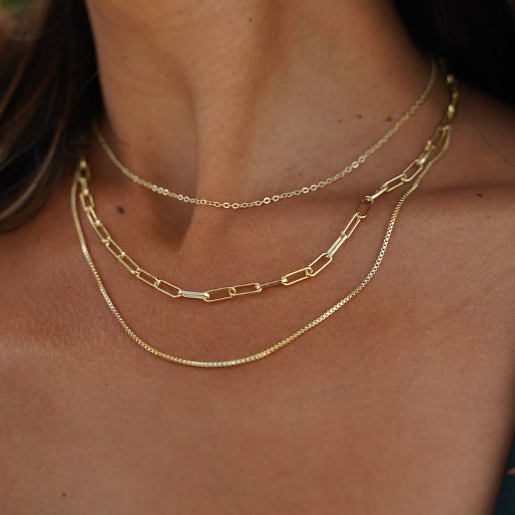 14k Gold Layered Necklace Set-three Gold Stacking Chain Set-dainty Triple Snake Chains-multi Layer Paperclip-everyday Fashion-gift for Her - Etsy Costa Rica Necklace Combos, Choker Set Gold, Minimalist Accessories Jewellery, Kendra Scot, Stacking Necklaces, Necklace Stacks, Dainty Accessories, Necklace Stacking, Evry Jewels