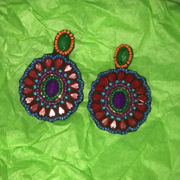 Bnwot Mexican Statement Colorful Earrings. Approximately 2” Long. Beautiful And Unique Vibrant Blue Earrings For Party, Vibrant Red Beaded Earrings, Colorful Earrings, Lady In Red, Red Blue, Red And Blue, Jewelry Earrings, Color Blue, Women Jewelry