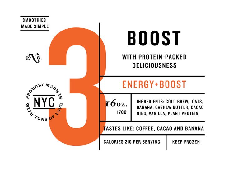 the number three is shown in orange and white, with words describing energy - booster