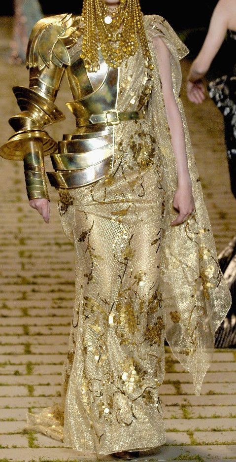 John Galliano 2007, Design Fails, Christian Dior Couture, Dior Couture, John Galliano, Fantasy Clothing, Fantasy Fashion, Gold Dress, Character Outfits