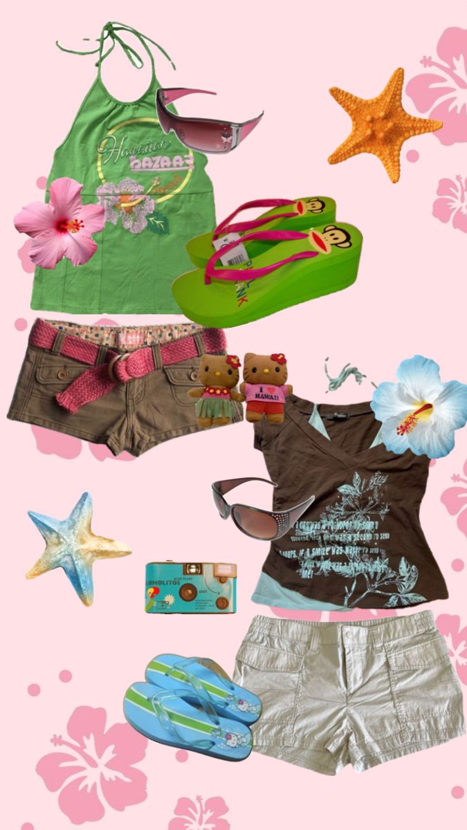 h2O mermaids inspired fits, beachy girl y2k outfit inspo Beachy Aesthetic Outfits, Tropical Outfits, Tropical Core, Beachy Girl, 2000s Party, Holiday Outfits Summer, H2o Mermaids, Tropical Girl, Barbie Summer