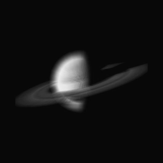 saturn as seen from the hubblee in black and white, taken by nasa's cass spacecraft