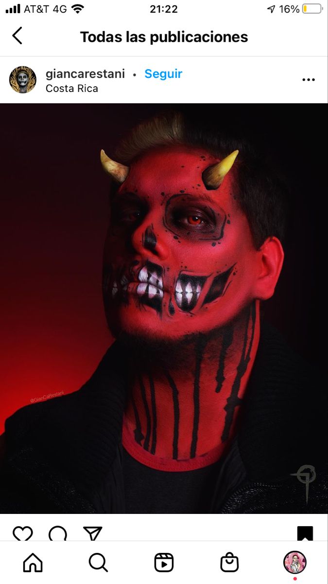 Mens Devil Makeup, Devil Makeup Men, Red Demon Makeup, Halloween Makeup Male, Demon Face Paint, Guys Halloween Makeup, Boy Halloween Makeup, Demon Halloween Costume, Facepainting Halloween