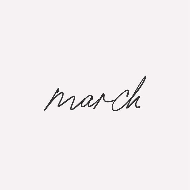 the word march written in cursive writing on a white background with black ink