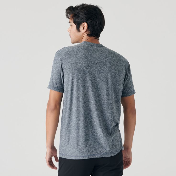 Features: Premium fitted crew neck t-shirt Provides moisture wicking, odor control, quick dry and anti-microbial finish for maximum comfort UPF 30 blocks 97% of UV rays 96% polyester/4% spandex Fabric will shrink minimally (5%) on a low heat setting in the dryer Classic side seam for the best look & fit Soft tag – tag is screen-printed in the tee for maximum comfort Fit: This is a contemporary/athletic cut. First model is 6'0 / 165 lbs and wearing a size M Second model is 6'1" / 250 lbs and wear Technical Gray Crew Neck T-shirt, Gray Moisture-wicking Short Sleeve T-shirt, Under Armour Moisture-wicking Crew Neck T-shirt, Navy Moisture-wicking Short Sleeve T-shirt, Navy Cotton Moisture-wicking T-shirt, Dad Bod, Golf Polo Shirts, Gym Shirts, Mens Activewear