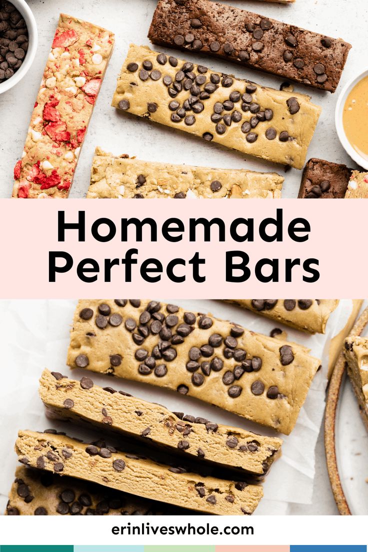 homemade perfect bars with chocolate chips and peanut butter