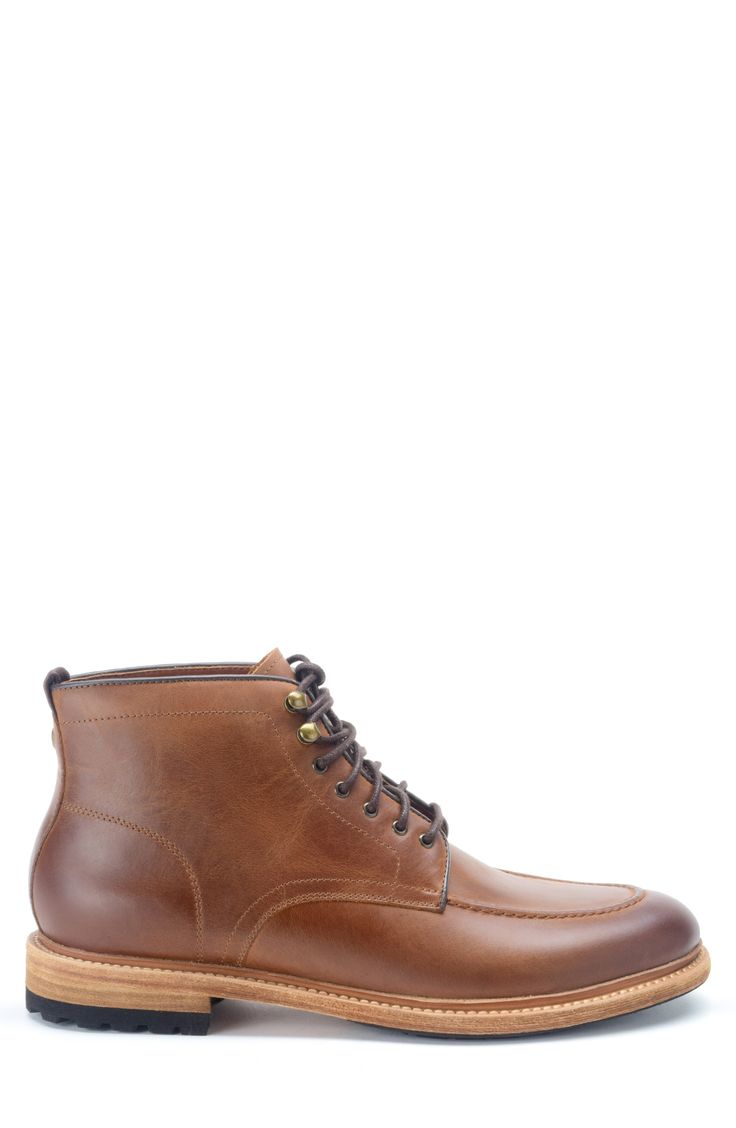 Burnished full-grain leather defines this handsome boot designed with a moc-stitched toe and furnished with an arch-supporting cushioned footbed. Style Name:Warfield & Grand Trench Lace-Up Boot (Men). Style Number: 6224069. Workwear Boots With Oiled Leather And Leather Sole, Outdoor Leather Chukka Boots With Goodyear Welt, Goodyear Welted Leather Boots For Fall, Fall Leather Boots With Goodyear Welt, Brown Oiled Leather Chukka Boots For Fall, Business Chukka Boots With Moc Toe And Leather Lining, Business Chukka Boots With Leather Lining And Moc Toe, Masculine Moc Toe Boots For Business, Brown Moc Toe Desert Boots For Business