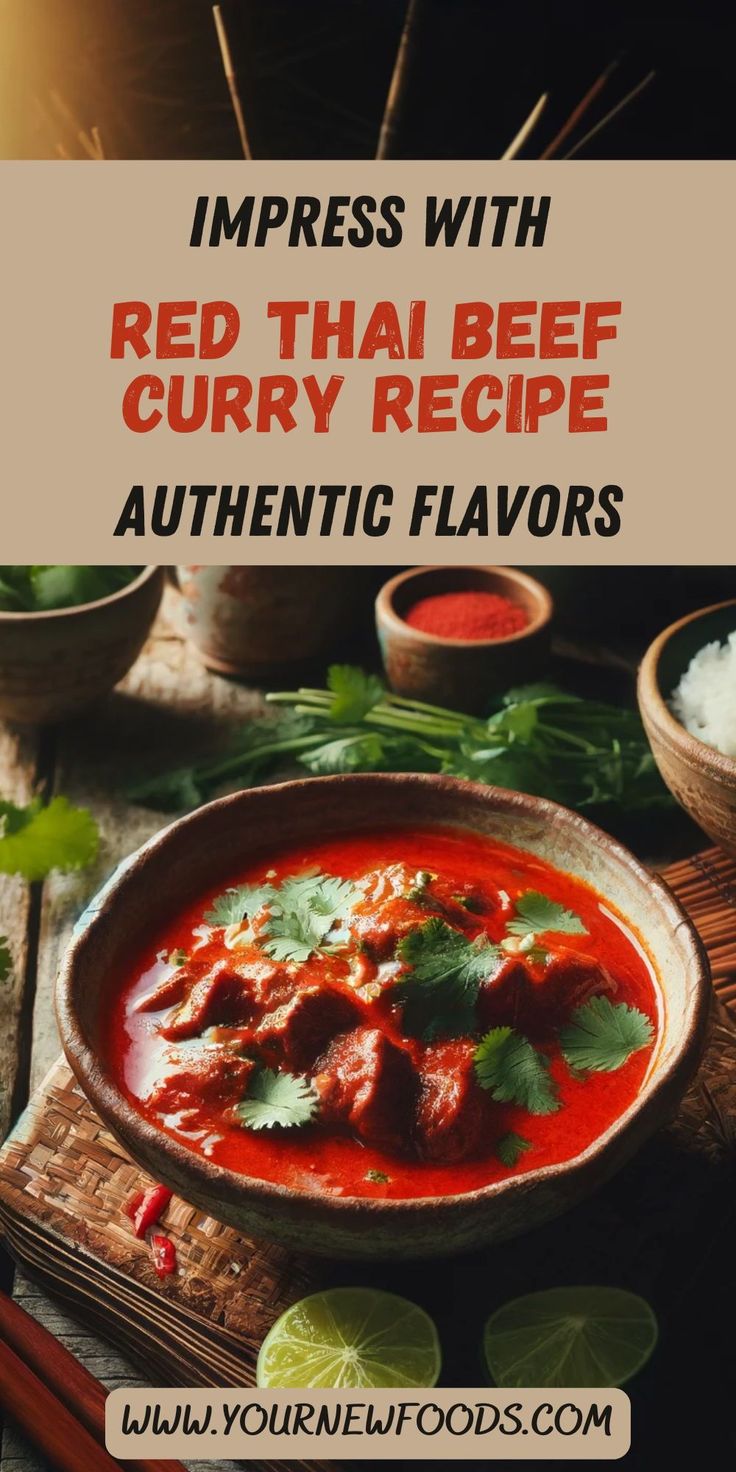 red thai beef curry recipe with text overlay