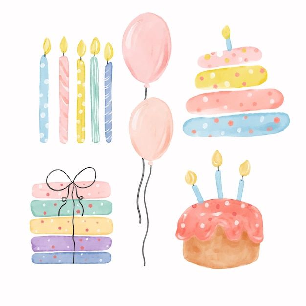 a birthday cake with candles and balloons