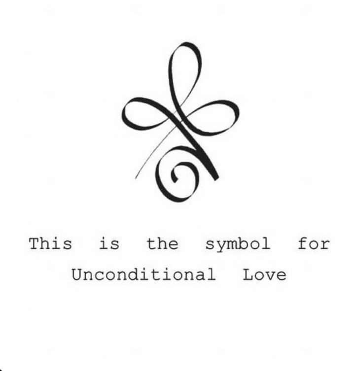 the symbol for an unconditional love is shown in black and white, on a white