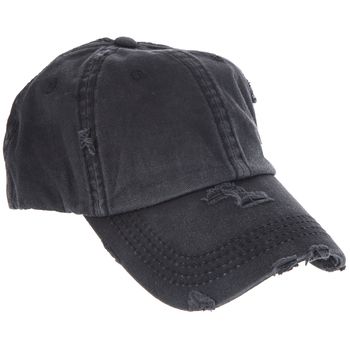 Can't decide between a high pony and a stylish cap? Now you don't have to! Black Ponytail Baseball Cap is a highly distressed canvas cap with an opening in the back to allow you to wear your hair in a high ponytail. Perfect for staying stylish while out in the sun, this trendy cap will coordinate with any outfit!     Details:   Content: 100% Cotton