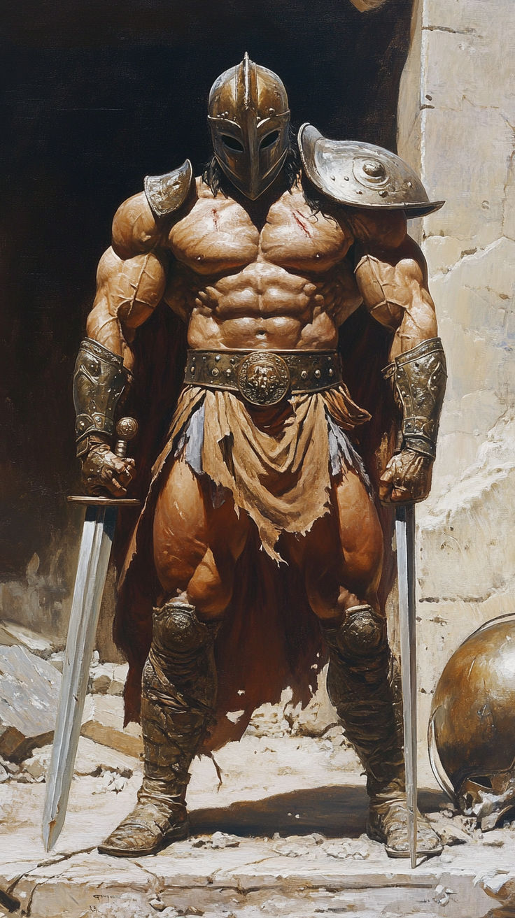 Chivalry 2 Art, Gladiator Concept Art, Gladiator Character Design, Muscular Warrior, Gladiator Art, Gladiator Warrior, Predator Alien Art, Masculine Art, Warrior Concept Art