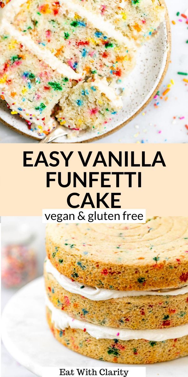 easy vanilla funfetti cake with vegan and gluten free frosting