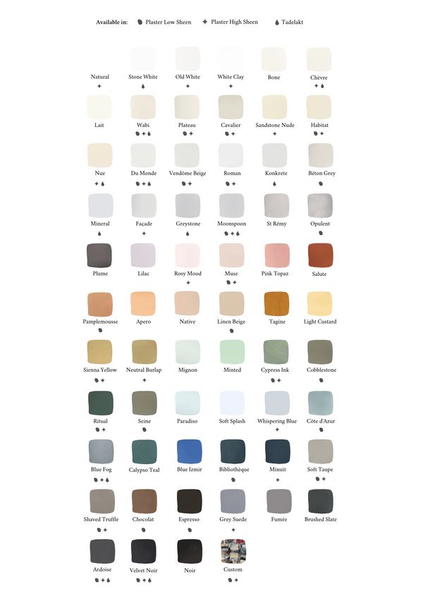 the color chart for different paint colors