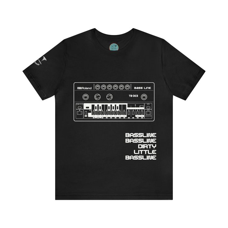 Roland TB-303 Tee This classic unisex jersey short sleeve tee fits like a well-loved favourite. Soft cotton and quality print make users fall in love with it over and over again. These t-shirts have-ribbed knit collars to bolster shaping. The shoulders have taping for better fit over time. Dual side seams hold the garment's shape for longer.  Roland TB-303 Tee... by FilthR Fashion... * Perfect gift for yourself or the Dirty Little Basshead in your life... Black Material - White Text .: 100% Airlume combed and ringspun cotton .: Light fabric (4.2 oz/yd² (142 g/m .: Retail fit .: Tear away label .: Runs true to size* IMPORTANT: Some of our print providers are outside of Europe and as such some orders maybe subject to extra VAT/Import/Customs charges. Unfortunately this is out of our control Crew Neck T-shirt With Text Print For Concert, Graphic Text Print Cotton Jersey T-shirt, Urban Style Short Sleeve T-shirt With Screen Print, Urban Fitted T-shirt With Letter Print, Logo Print Cotton Jersey T-shirt For Streetwear, Cotton Jersey T-shirt With Logo Print For Streetwear, Streetwear Screen Print Cotton Jersey Top, Streetwear Cotton Jersey Top With Screen Print, Screen Print Cotton Jersey Tops For Streetwear