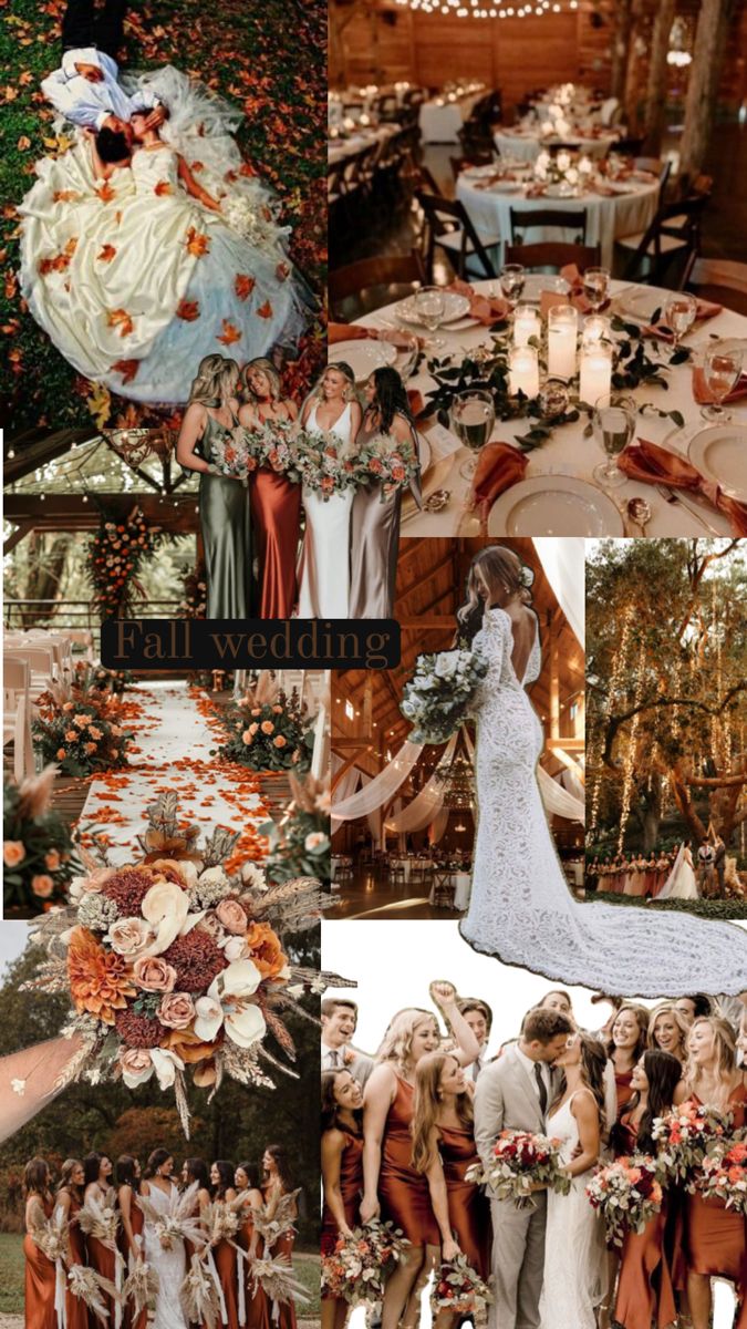 Fall wedding Best Summer Wedding Colors, Amber And Sage Wedding, Fall Wedding 2024 Trends, Fall Wedding In The Mountains, November Wedding Ideas Color Schemes, Orange And Black Wedding Theme, Fall Wedding Details, Fall Fairytale Wedding, Fall Wedding Party Colors