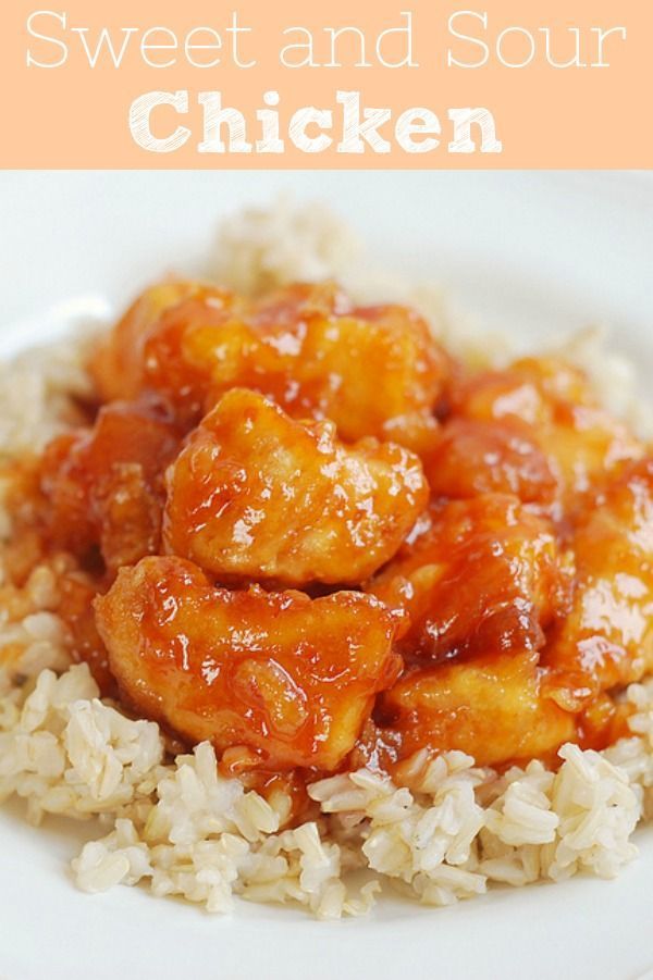 sweet and sour chicken over rice on a white plate with text that reads, how to make sweet and sour chicken