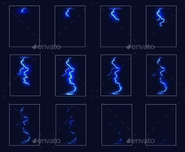 Cartoon Lightning Sprite Animation Effect Game Ui Pixel Art Lightning, Lightning Sprite, Thunder Animation, Pixel Lightning, Tvpaint Animation, Animation Sheet, Pixel Reference, Lightning Animation, Animation Sprite