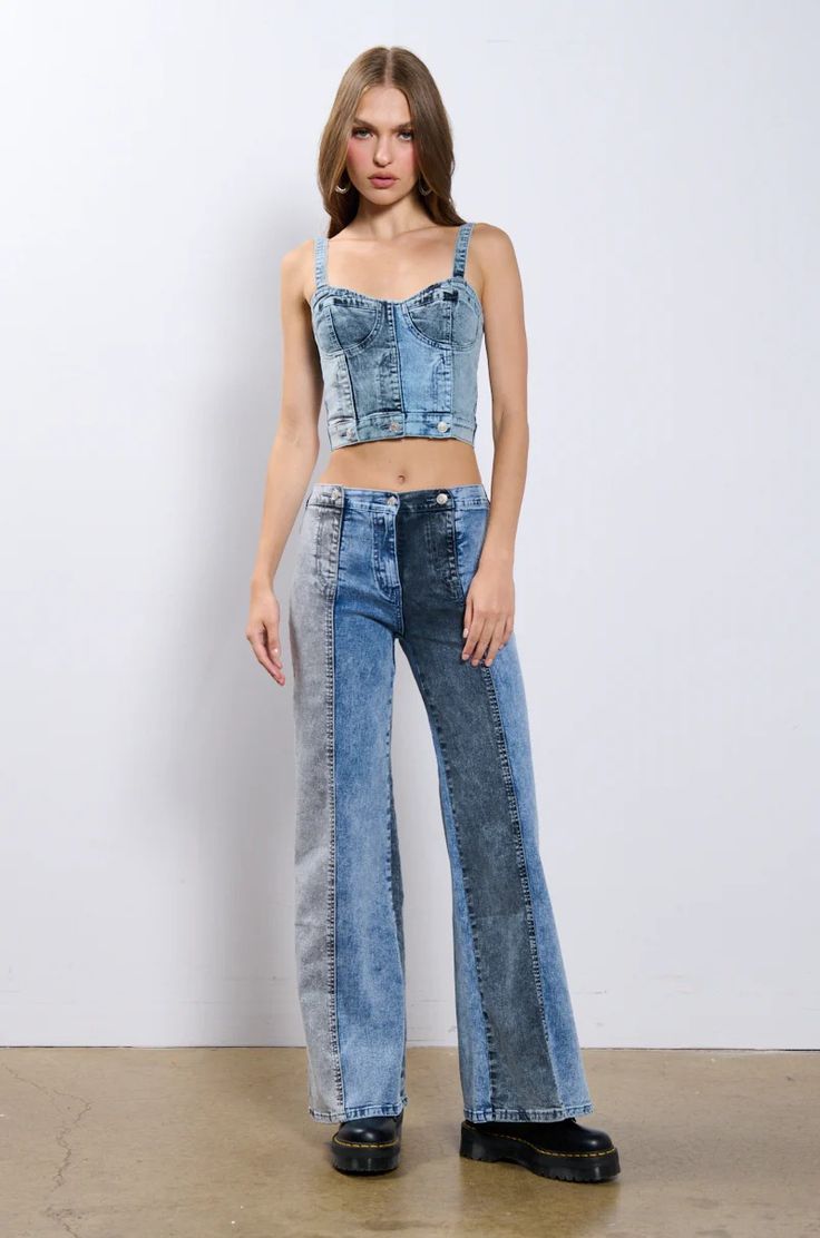 TALK TO ME DENIM PANT – AKIRA Unique Jeans, Empire Records, Denim Corset Top, Denim Corset, Denim Pant, Corset Top, Talk To Me, Sweetheart Neckline, Casual Pants