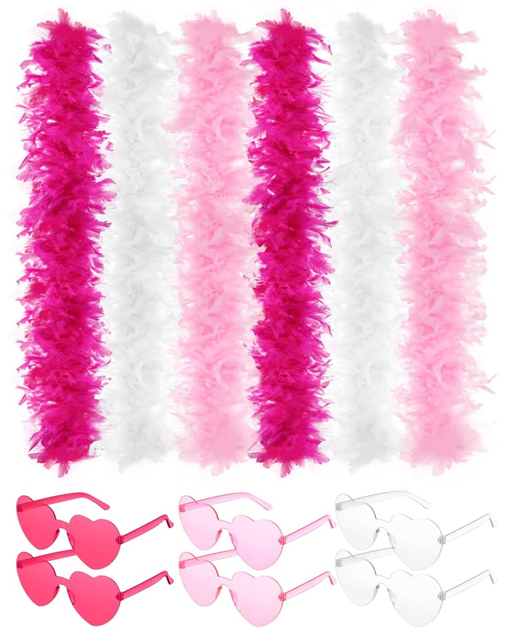 pink and white feather garlands with sunglasses