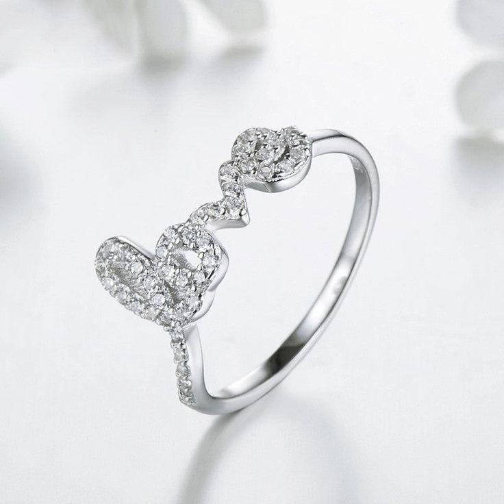 Silver Words Love, Cz Diamond, Love Ring, Forever Love, Diamond Stone, Diamond Rings, The Words, Heart Ring, Ring Size