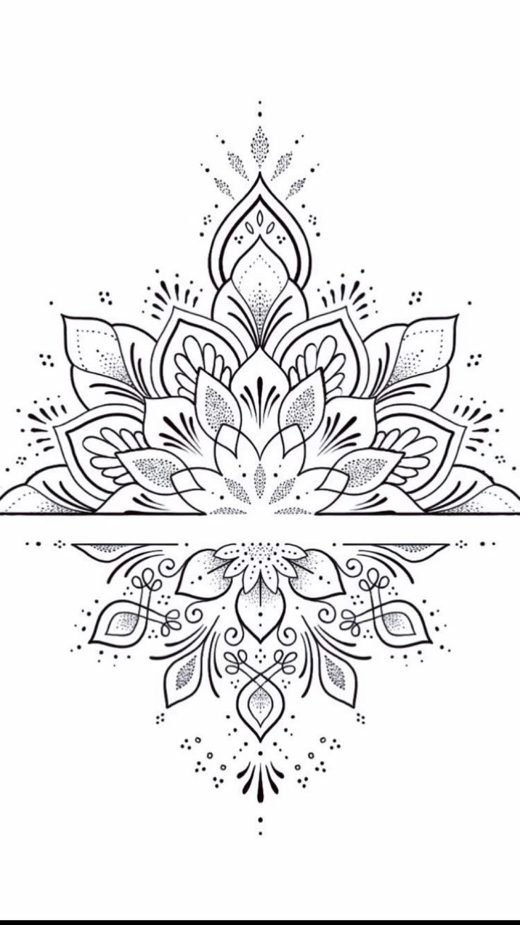 a black and white drawing of a flower with an ornate border on the bottom corner