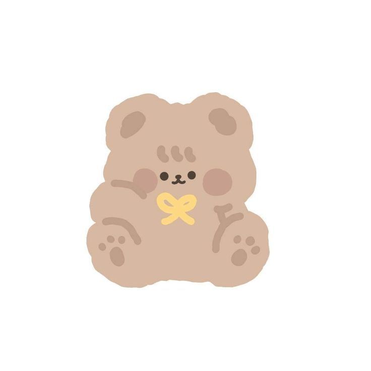 a brown teddy bear with a yellow ribbon around its neck and paw prints on it's chest