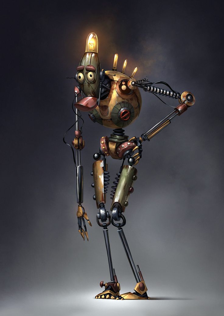 Old Robot, Anton Grechko on ArtStation at https://www.artstation.com/artwork/1bqZo Rusty Robot Art, Old Robot Concept Art, Cat Bot, Old Robot, Steampunk Robots, Steampunk Robot, Steampunk Furniture, Steampunk Artwork, Metal Robot