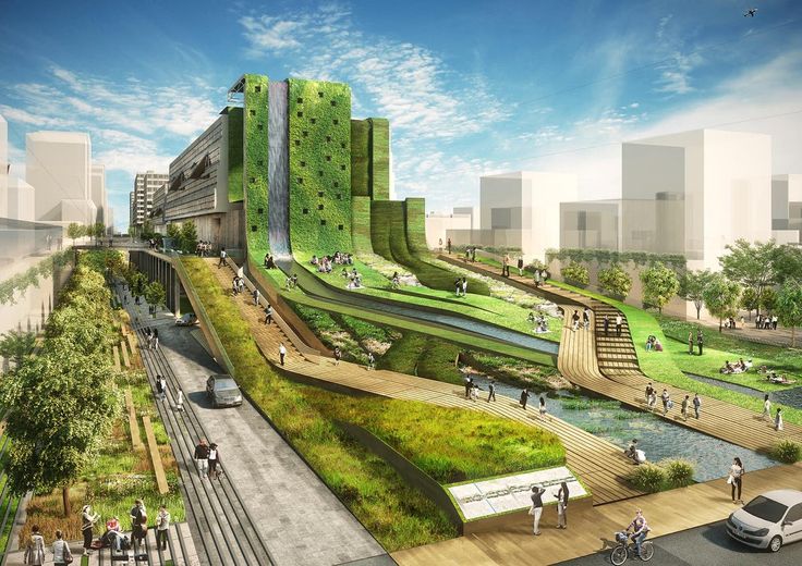 an artist's rendering of a green city